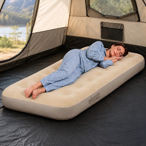 Airzzz flocked air bed - air, beige